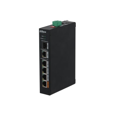 Switch Dahua Industrial PoE+ 4 Portas Downlink + 2 Portas Uplink (1xRJ45+1xSFP) 60W Fast Ethernet Watchdog